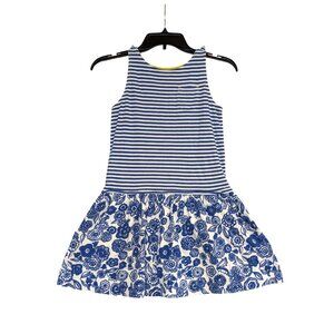 Mini Boden Girls Striped & Floral Sleeveless Dress 9-10Y Cotton